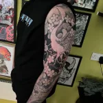 crane and koi tattoo sleeve