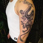 fine line dragon tattoo